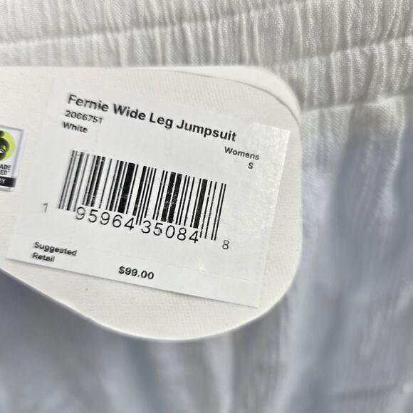 PRANA Jumpsuit Women Size Small White Wide Leg Lightweight Stretch Travel Cruise - Picture 10 of 12